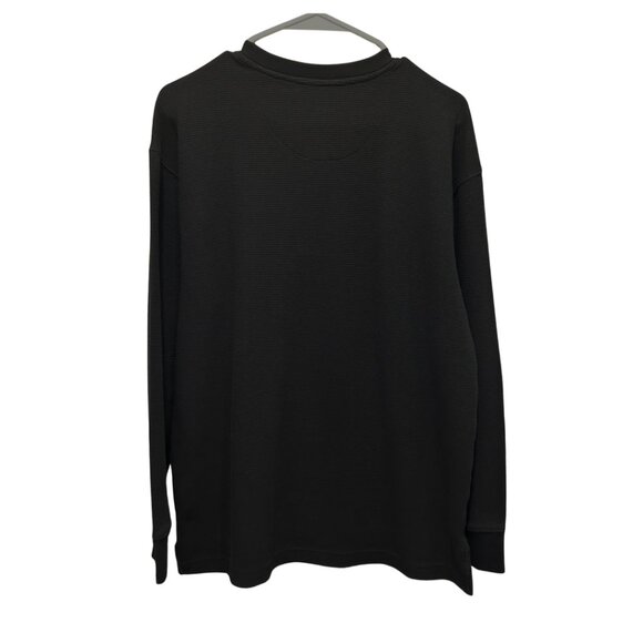 Red Head Henley Shirt Thermal Waffle Long Sleeve Pullover Men Medium Black - Picture 2 of 6